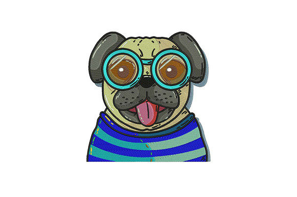 Pug Head: A Festive Embroidery Design for Holiday Gifts